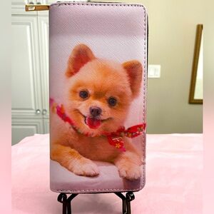 NWOT VINYL ZIP AROUND WALLET WITH THE PICTURE OF A POMERANIAN DOG ON BOTH SIDES